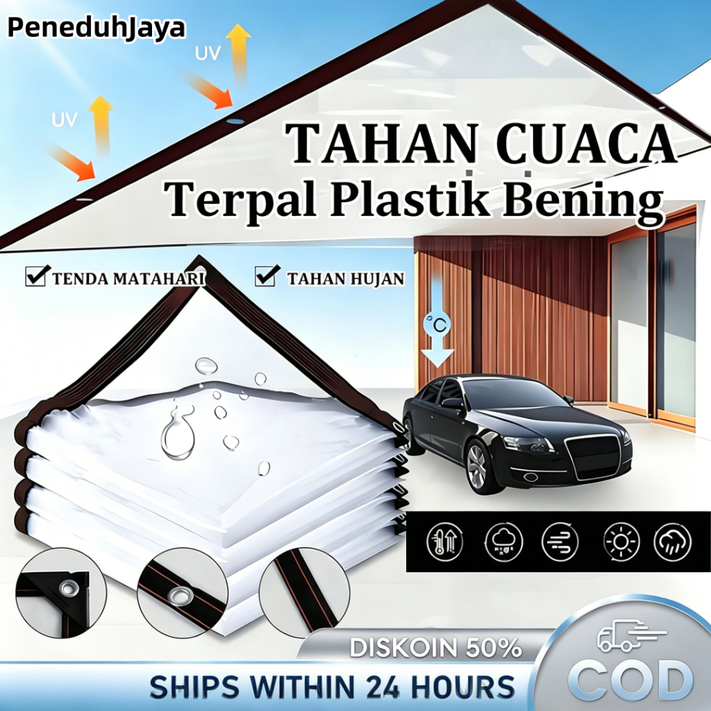 [COD] PeneduhJaya Terpal Plastik Bening Anti UV Tahan Air Hujan & Cuaca Bahan PE Kuat Awet Untuk Tan