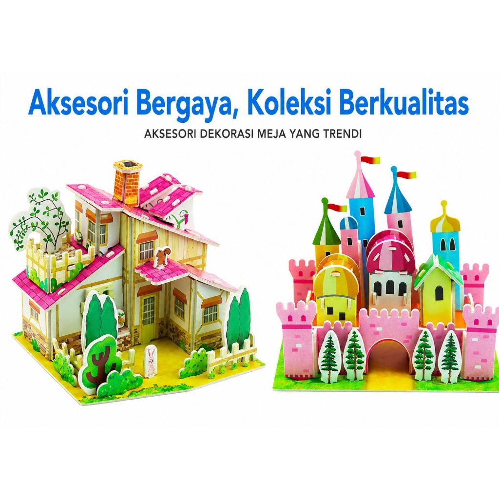 3D Puzzle Paper House / DIY Puzzle Paper House / Mainan Edukasi Puzzle Anak / 3D Paper House