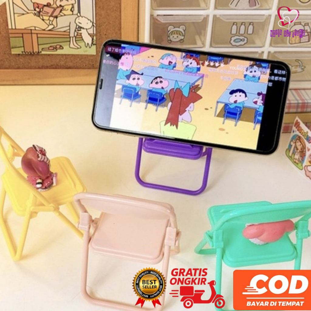 Holder HP Unik Bentuk Phone/Android Holder Kursi Mini Lipat Stand HP Meja Portable Universal Warna L