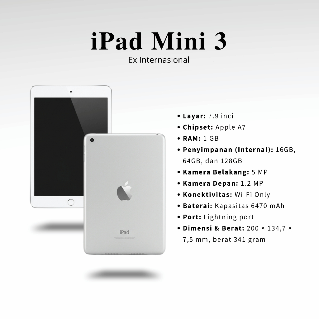 COD | iPad Mini 3 dan iPad Mini 4 | Second Original Inter | Wi-Fi Only | Kapasitas 16GB 32GB 64GB da