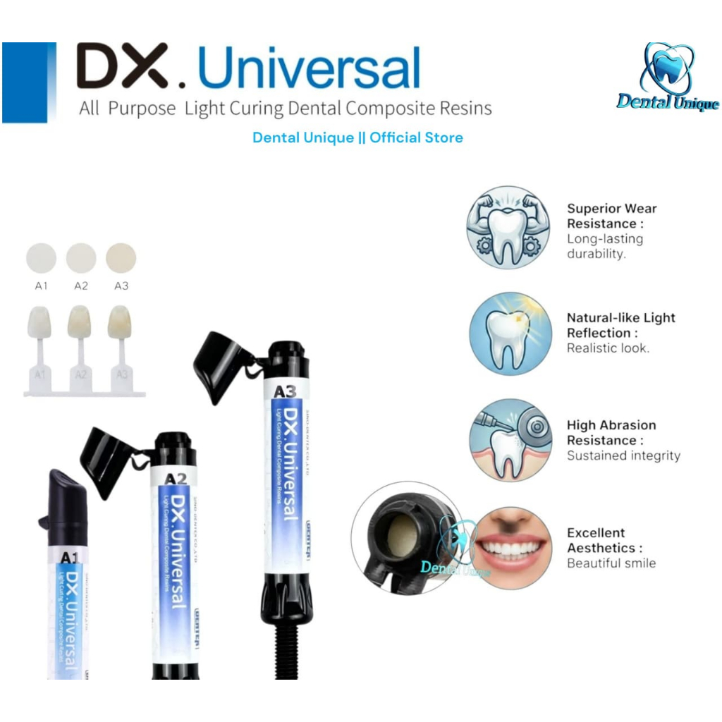 COMPOSITE DENTEX A1 /A2 /A3 COMPOSITE LEM BEHEL KOMPOSIT TAMBALAN COMPOSIT ESTHETIC / UNIVERSAL