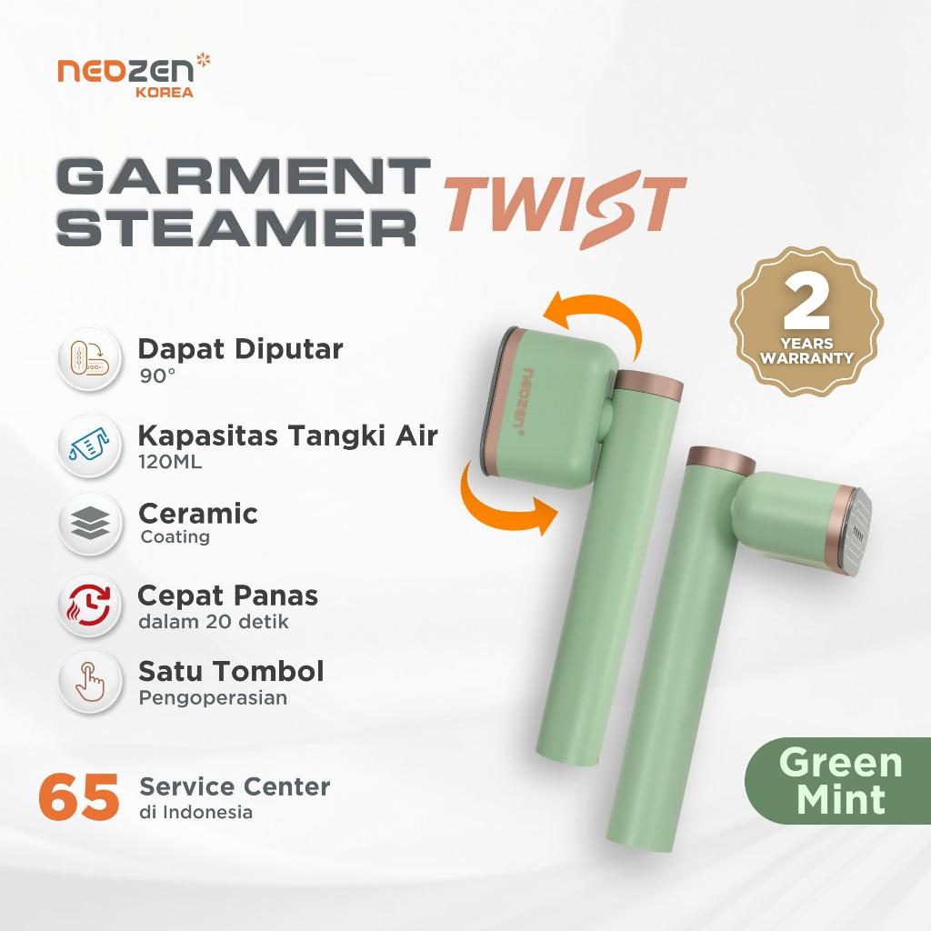 Neozen Garment Steamer Twist Green Mint - Setrika Uap Pakaian Mini Travel Portable Steam Iron Multif