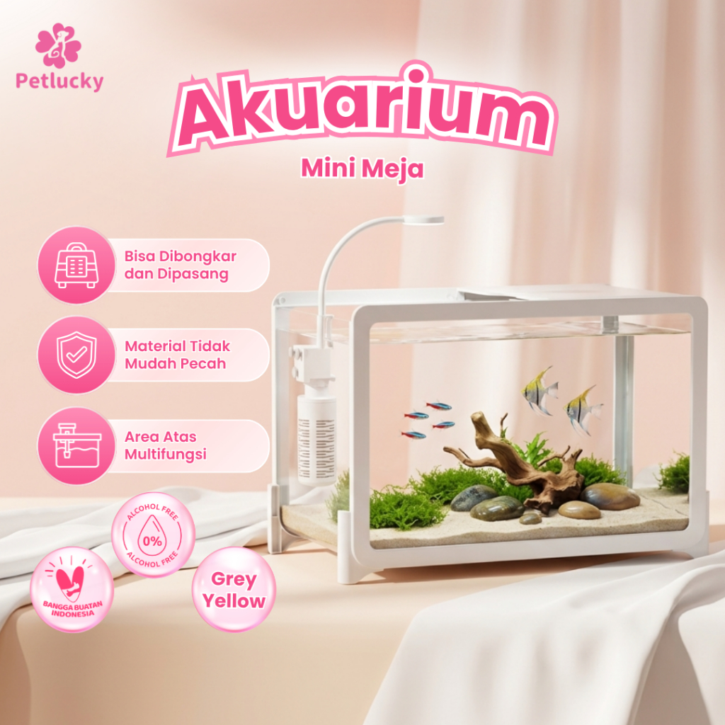 PetLucky Akuarium Meja Mini Plastik Ikan Cupang Kura-Kura bisa Instant