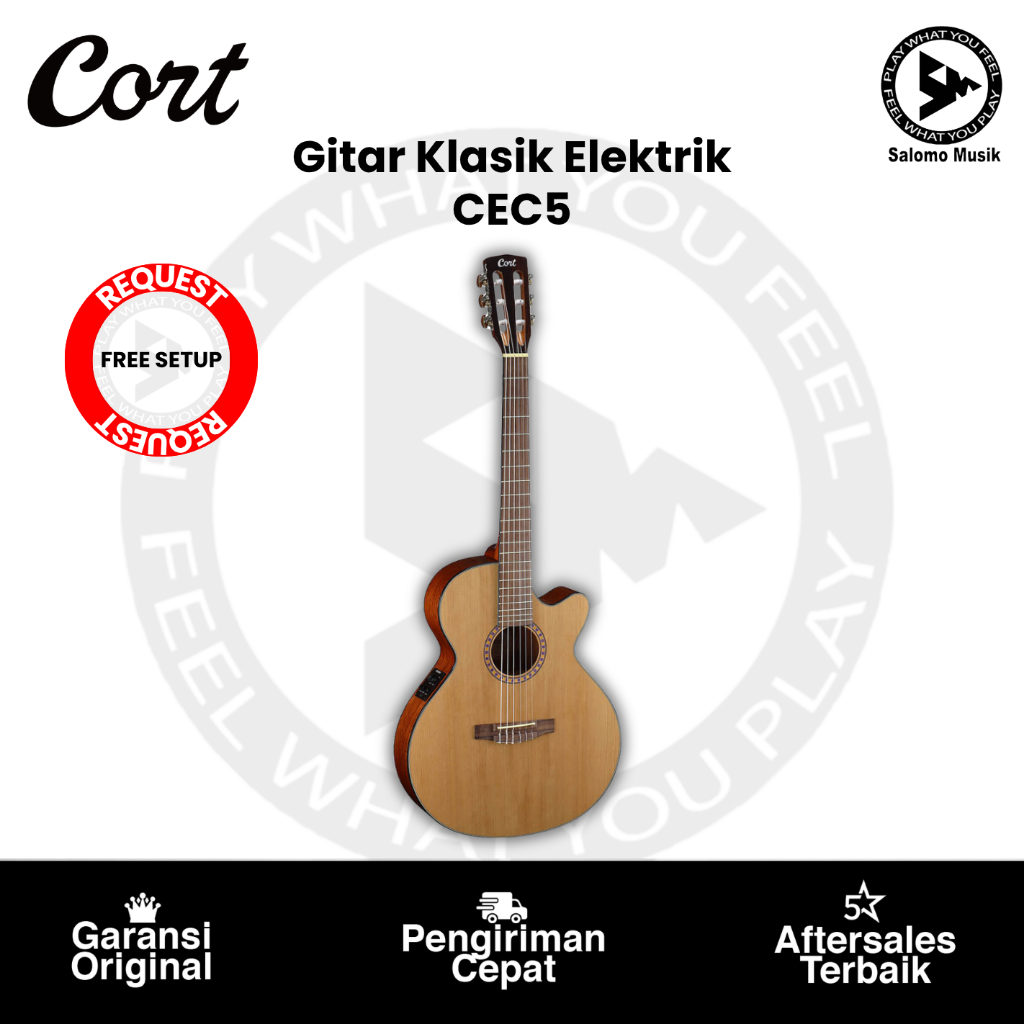 Gitar Klasik Elektrik Cort CEC5 Natural Original