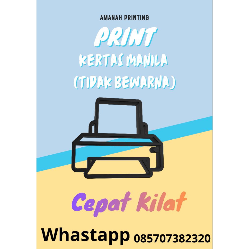 print kertas manila tidak bewarna cepat kilat