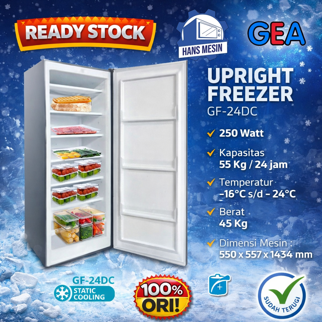 GEA FREEZER 1 PINTU / UPRIGHT FREEZER GEA 189 LITER GF-24