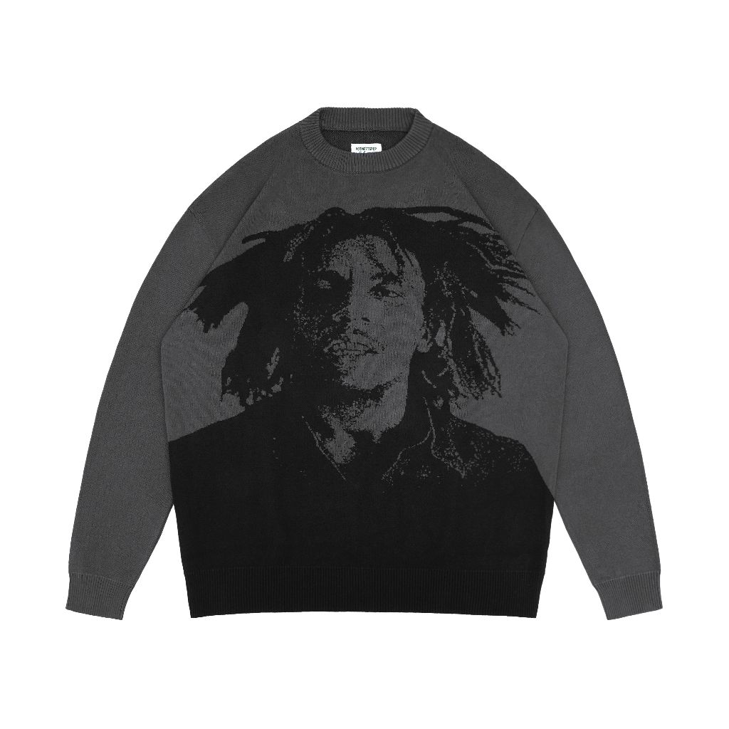 Pot Meets Pop x Bob Marley - Natty Dread Knitted Sweater Grey - Knitted Sweater