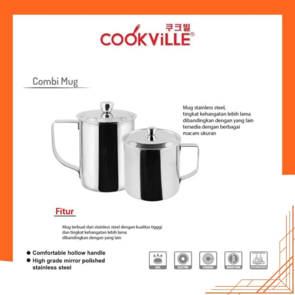 Cookville Mug Tutup / Mug With Cover Stainless Korea