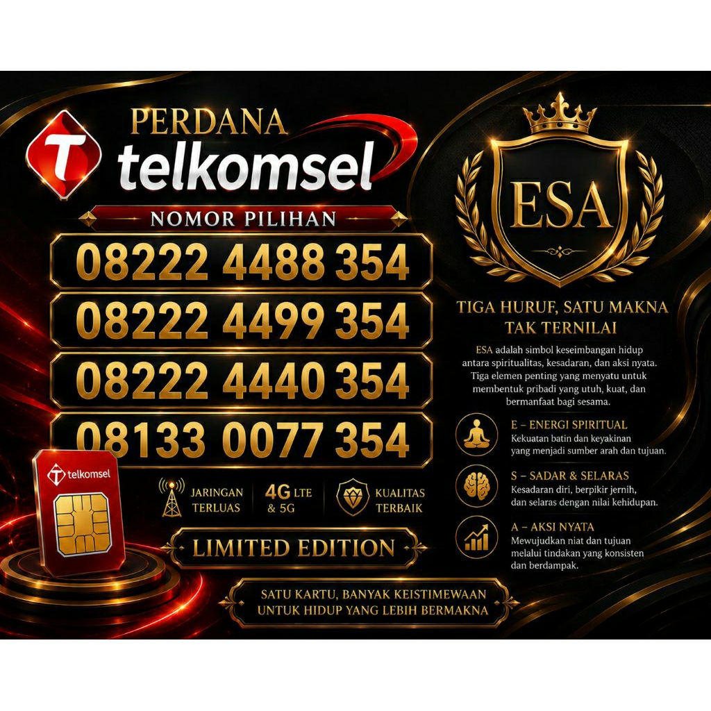 PERDANA TELKOMSEL SIMPATI CANTIK SERI 354 ESA