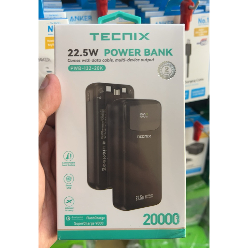 POWER BANK TECNIX 20000mah 20000 MAH 22,5W 22,5 WATT FAST CHARGING SUPER CHARGE VOOC FLASH CHARGE