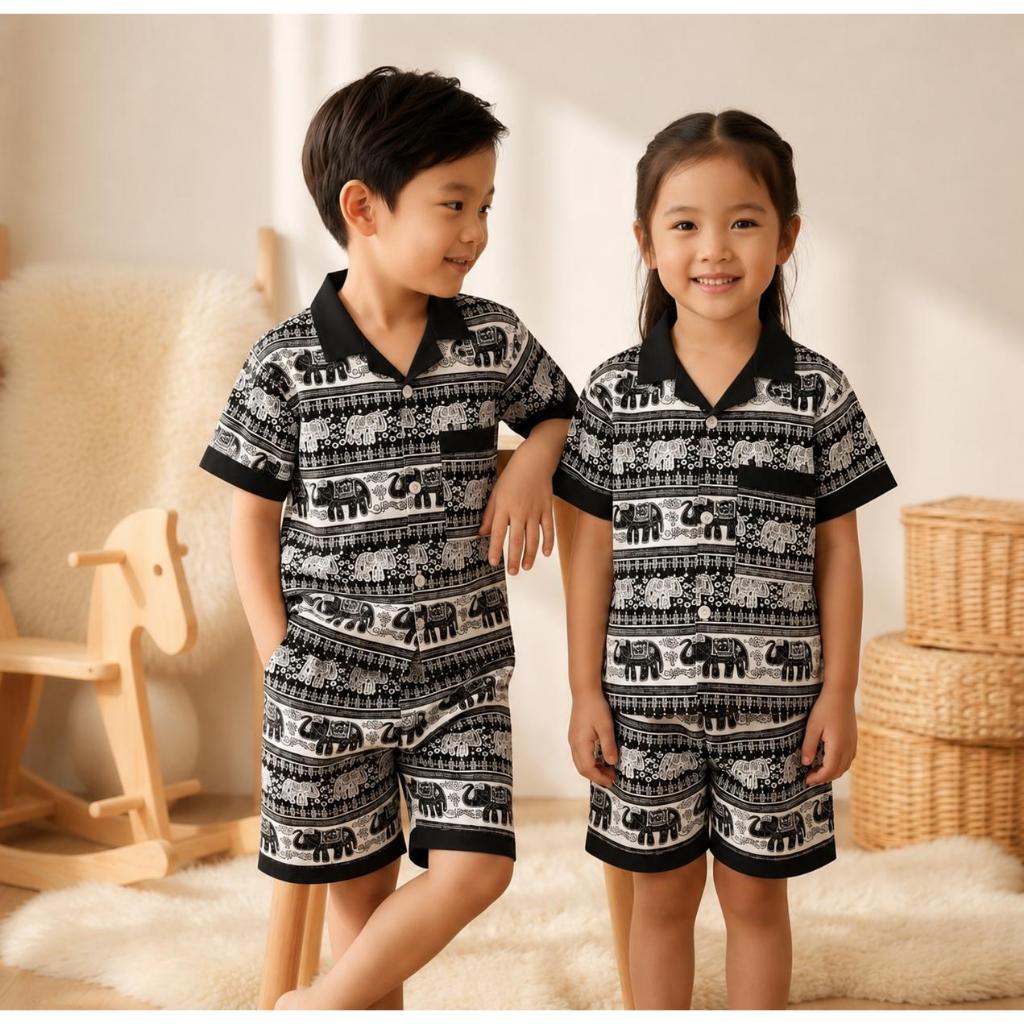 PROMO // Setelan Anak Batik Gajah Premium 1-5 Tahun | Baju Anak Laki-Laki Perempuan Motif Etnik Casu