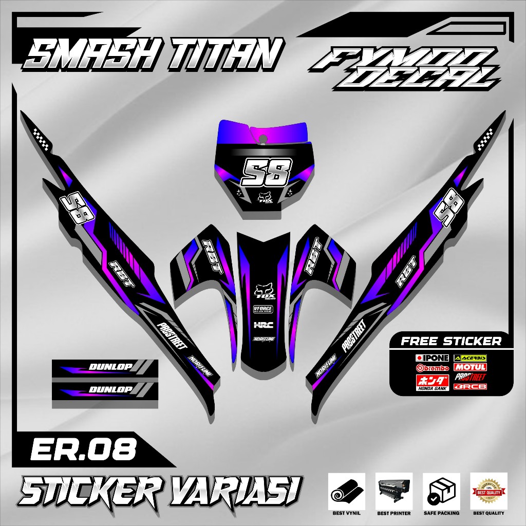 (NEW) STICKER DECAL STRIPING RBT HONDA SMASH TITAN 155 CUSTOM SUPERMOTO TERBARU KODE 26.08