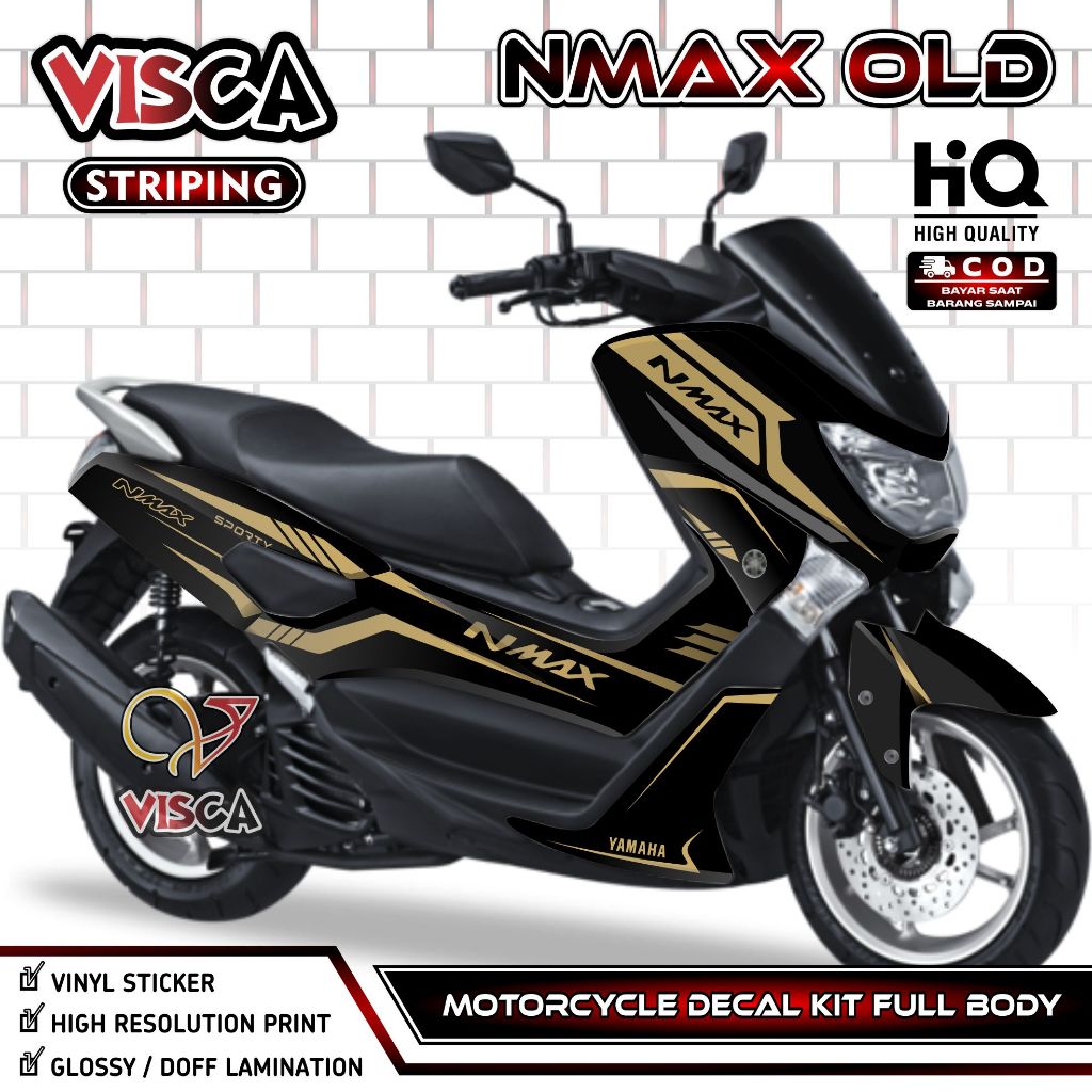 Decal Nmax Old - Decal Nmax Full Body - Dekal Nmax - Stiker Nmax Full Body Simple Gold
