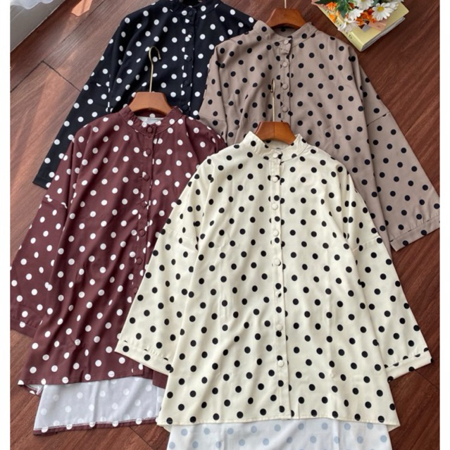 Blouse Polkadot Jumbo LD 142 Wanita Dewasa