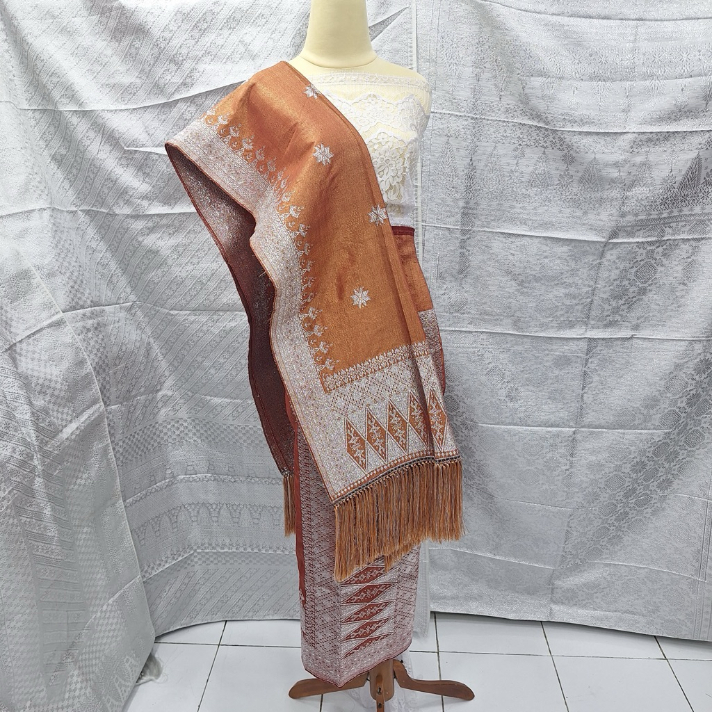 Set Songket Padang Asli Tenun Tangan + Selendang Sudah Di Rumbai Premium Dan Berkualitas