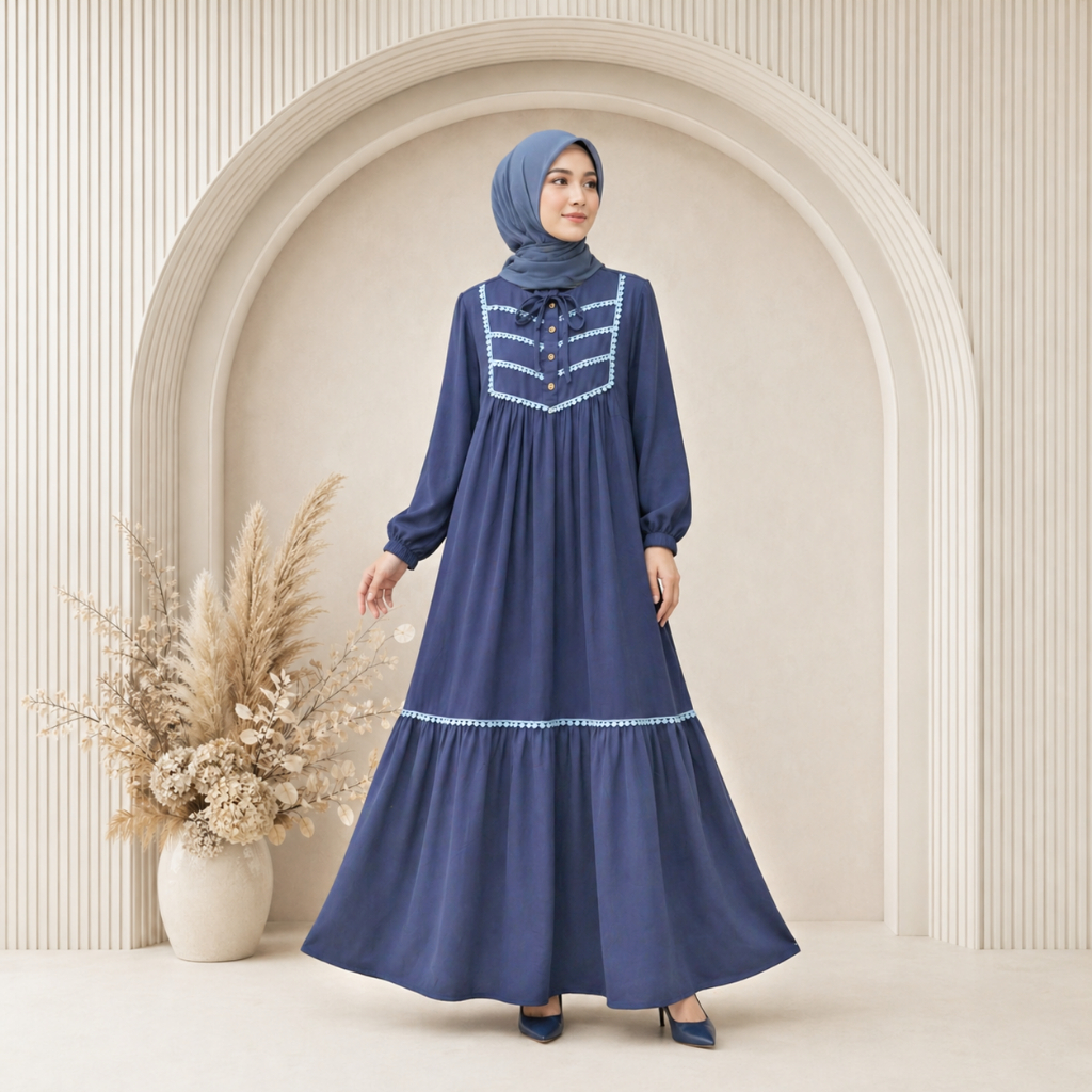 Zeeya Collection Zoya Gamis Dress Umroh Hitam Polos Rayon Twill Busui Friendly Size M L XL & JUMBO