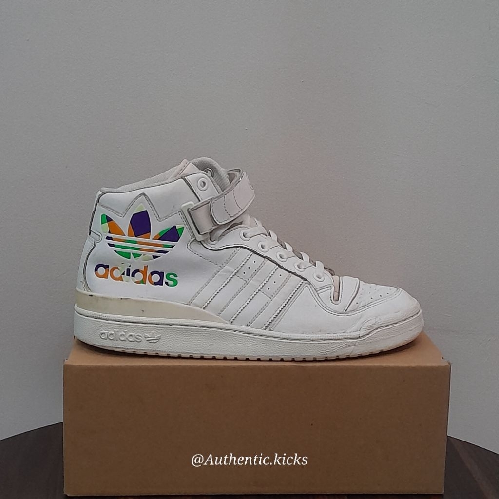 Sepatu Second Lifestyle Adidas Forum Mid White Multicolor Size 44 2/3 insole 28.5 cm Original Guaran