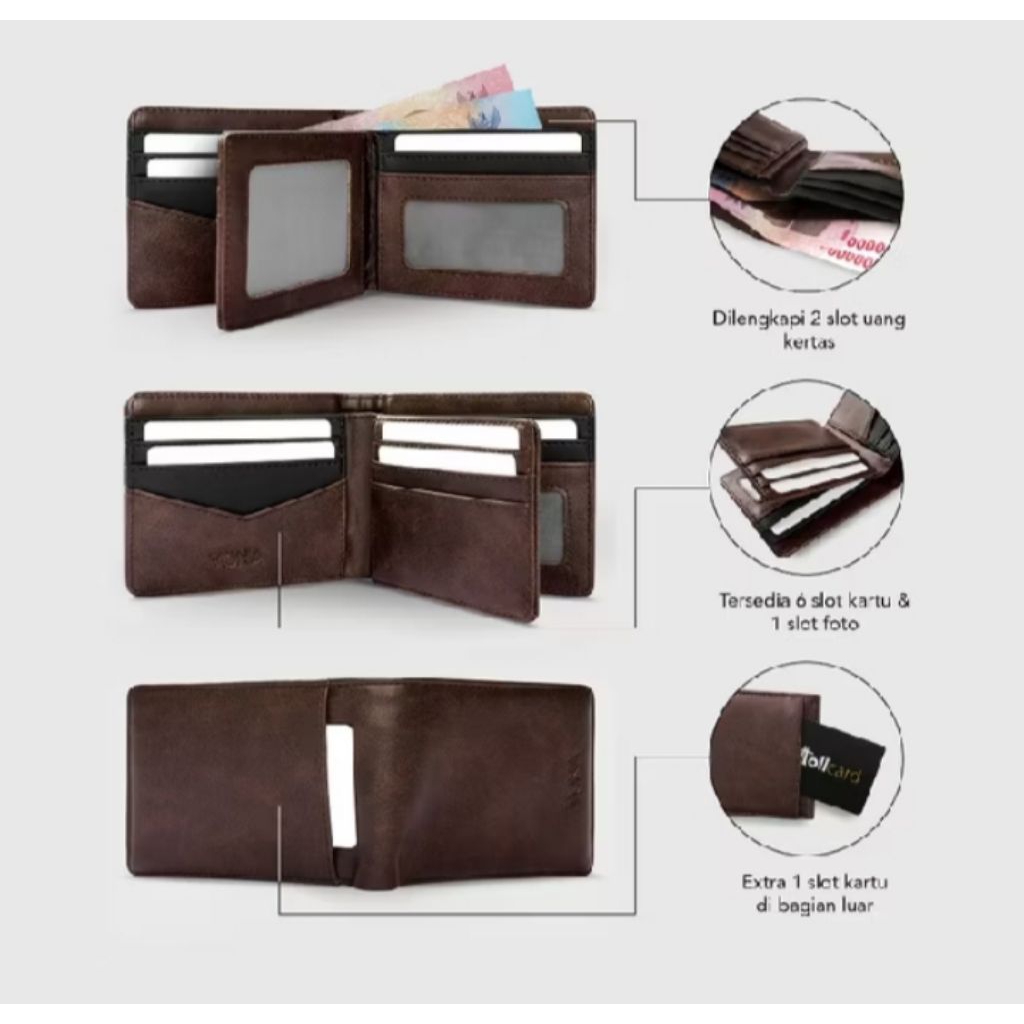 Dompet Kulit Lipat 3 Pria Asli dengan Kulit Sapi Magetan