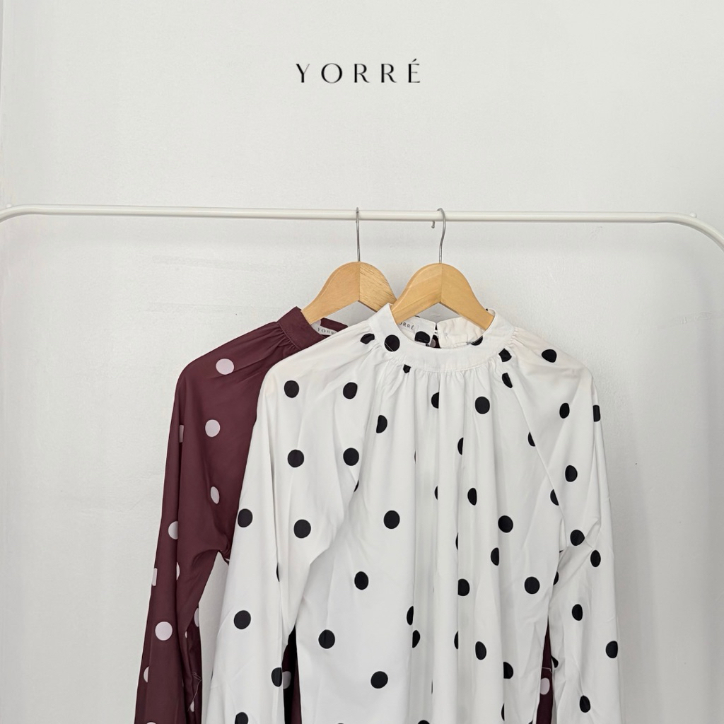 YORRÈ Dottie Top - Atasan Polkadot Wanita - Blus Polkadot - Atasan Wanita