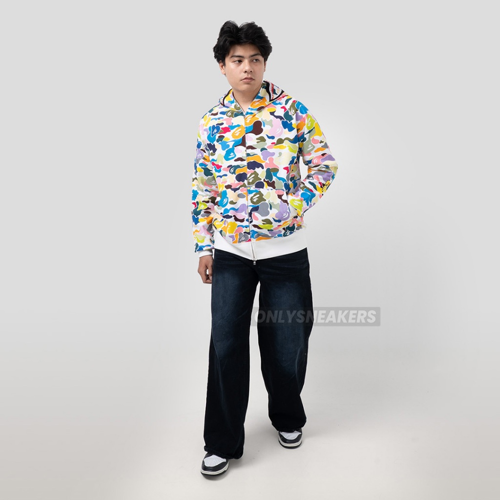 BAPE MULTI CAMO SHARK FULL ZIP HOODIE WHITE