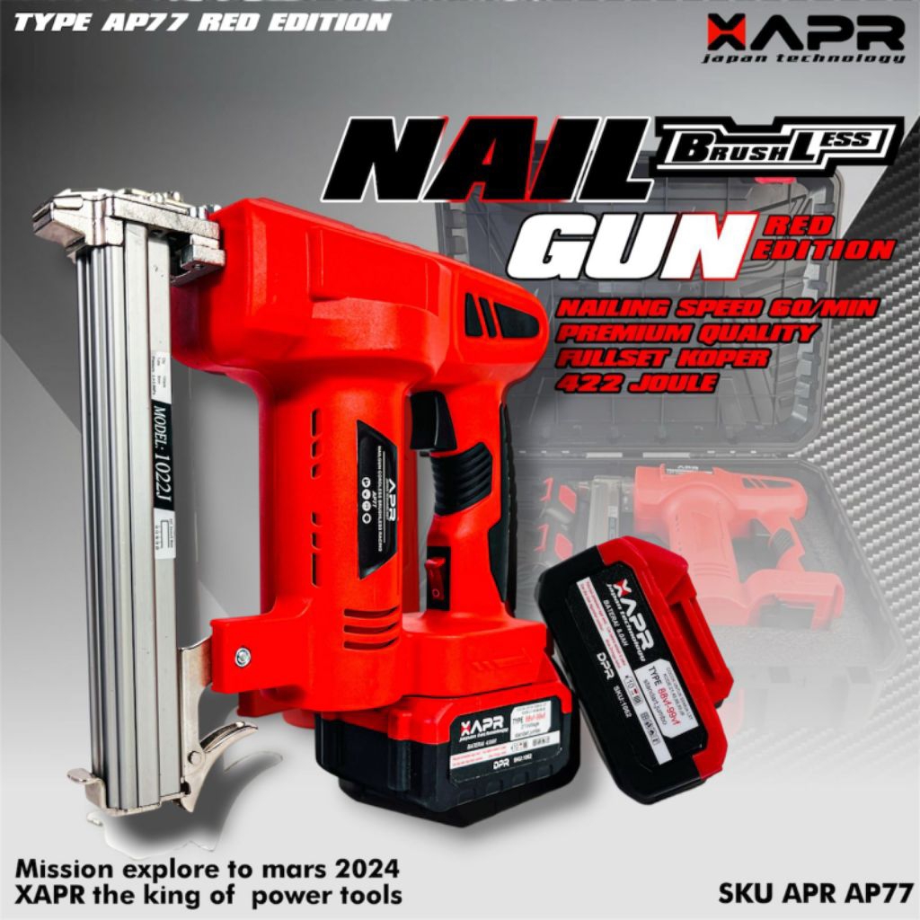 Mesin Tembak Paku Cordless APR AP77 Nail Gun