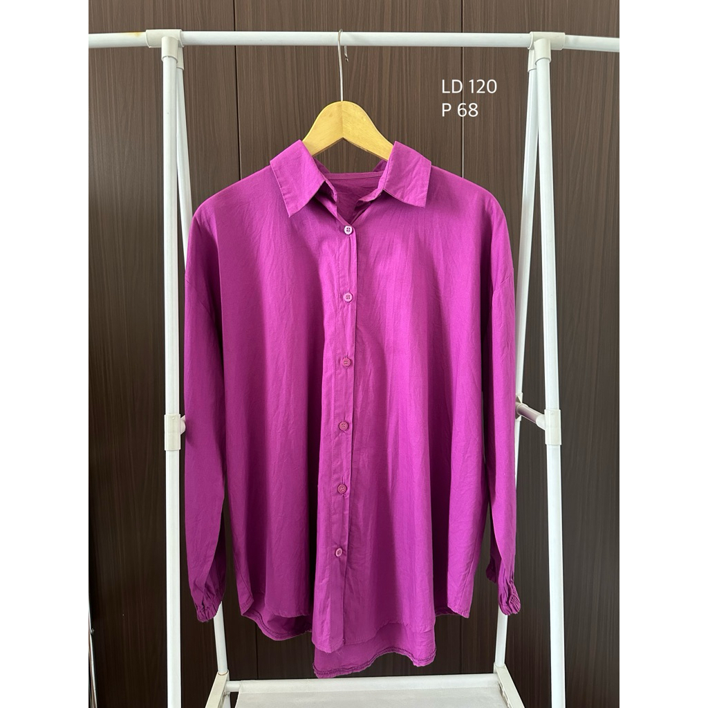 (preloved) Kemeja ungu wanita atasan baju oversize bekas second