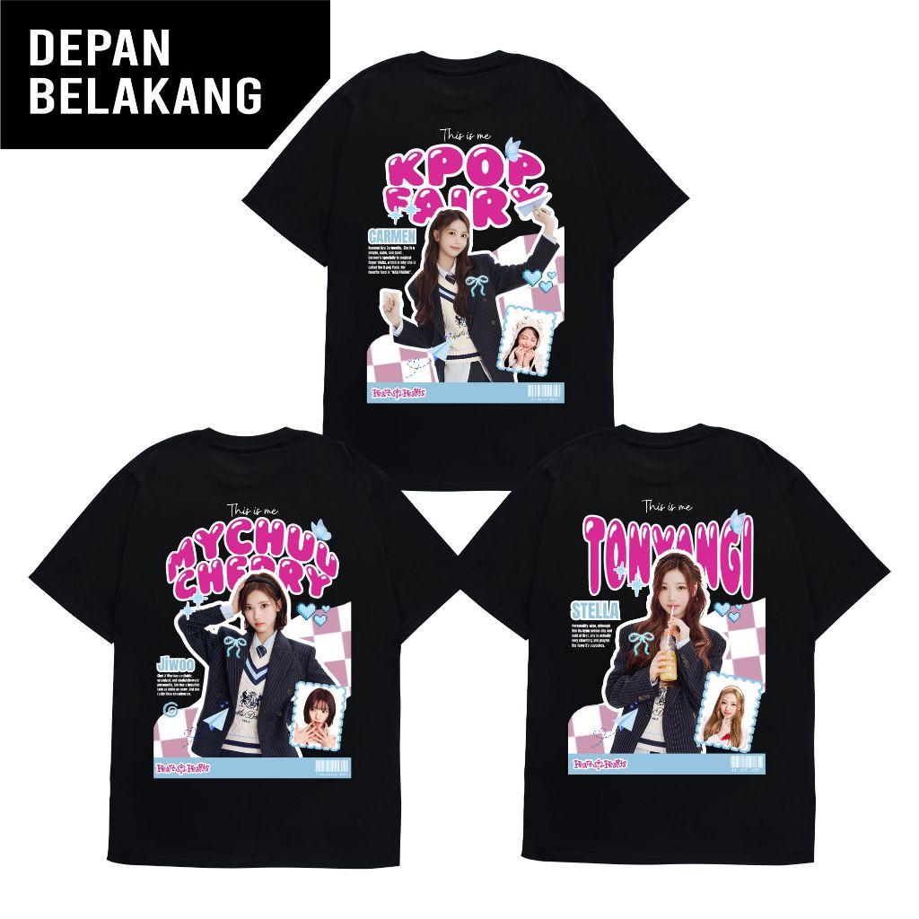 FREE STIKER - Baju Kaos Hearts2Hearts Carmen Jiwoo Cute Pink Edition - T-Shirt Hearts 2 Hearts Cotto