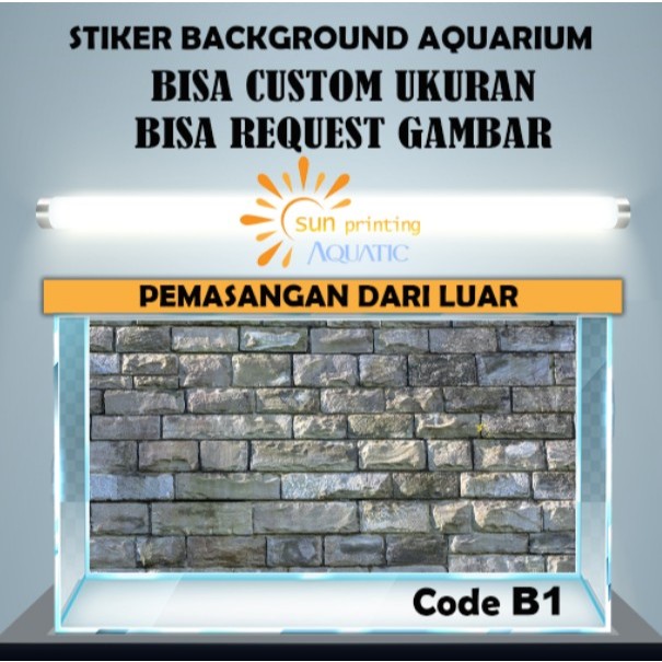 Stiker Background Aquarium Brick Wall Batu Bata