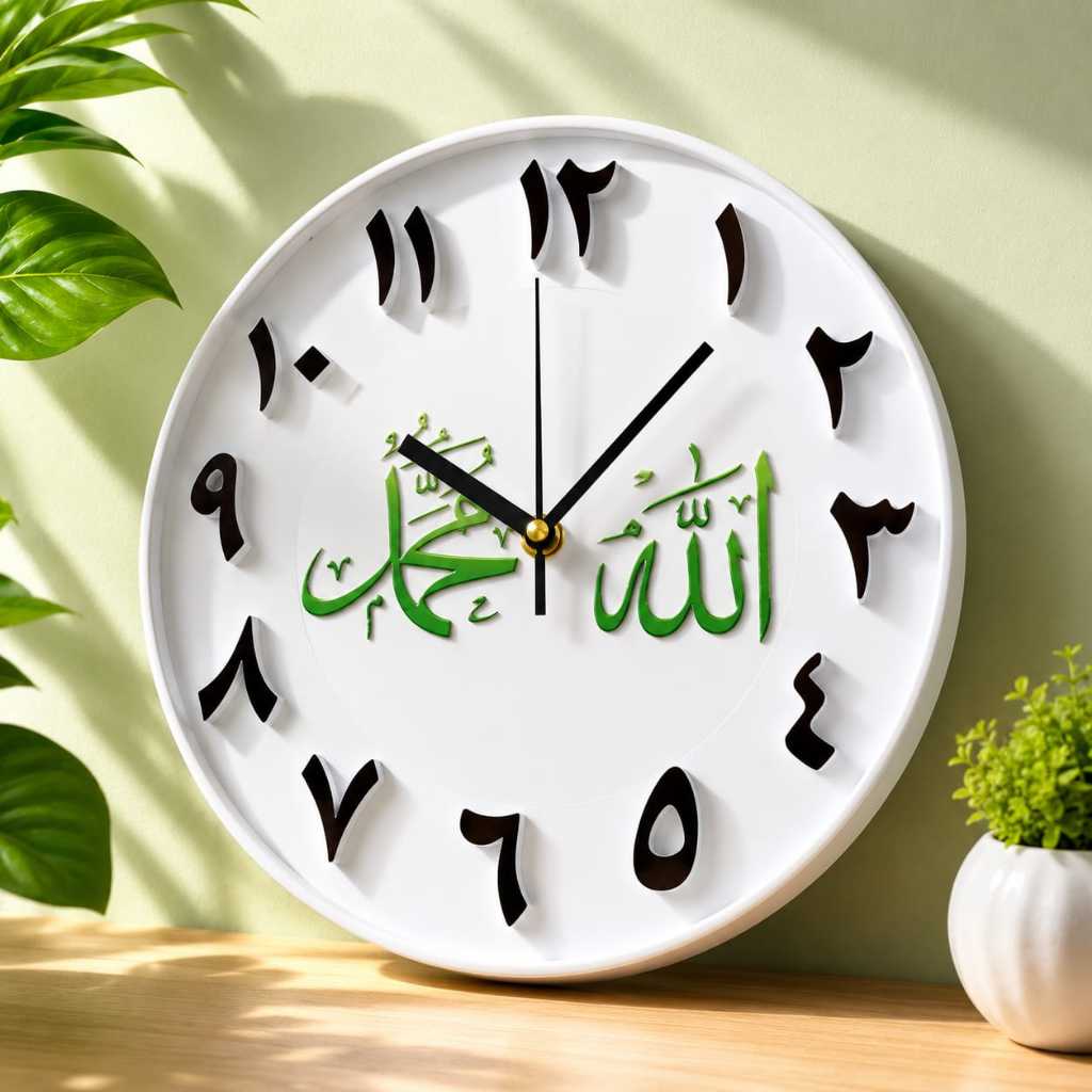 Jam Dinding Putih Islamic 28cm/ jam dinding angka arab / jam dinding islamic gambar kabah angka arab