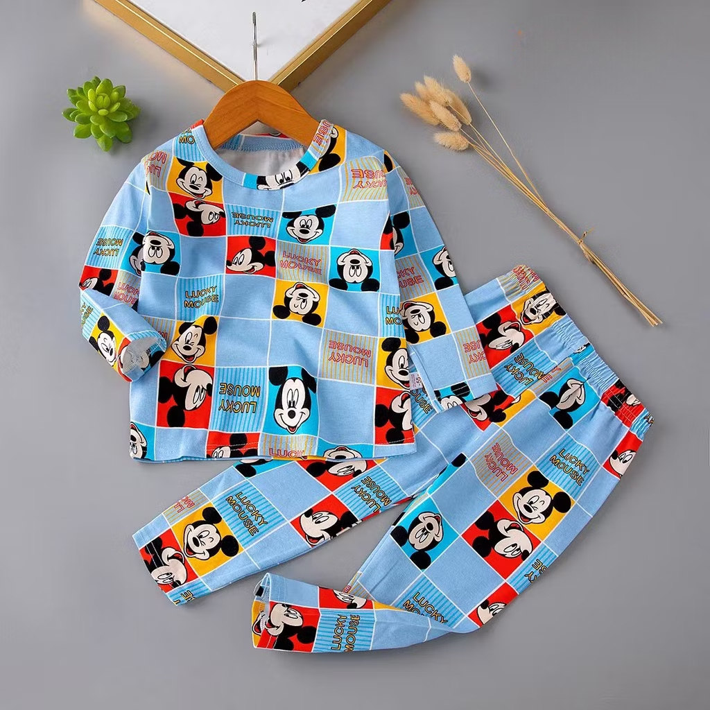 FORSLEEP PP2328 Piyama 1-9T KUBAO Atasan Lengan Panjang Celana Panjang Baju Tidur Anak Laki Perempua
