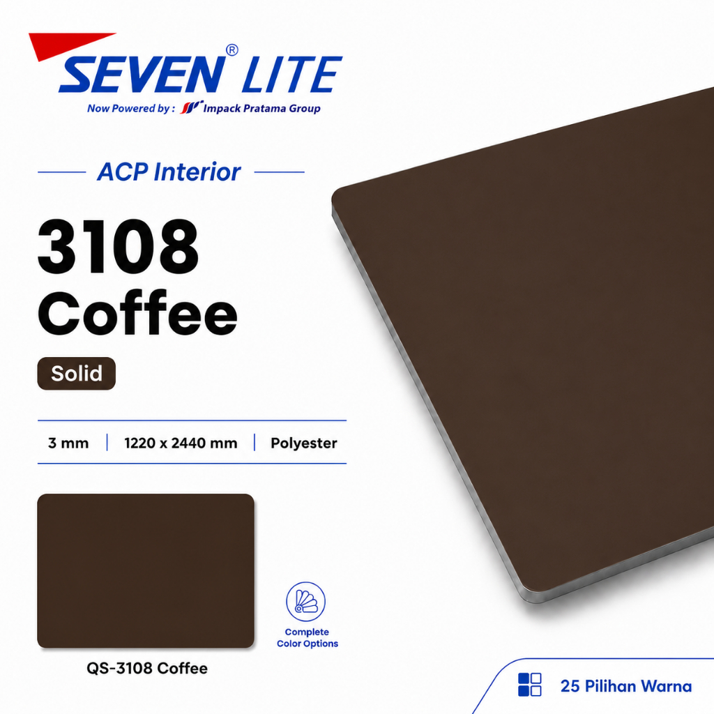Seven Lite - ACP Panel Aluminium 3mm PE 0.05 Komposit Interior 1220x2440 - Solid Series