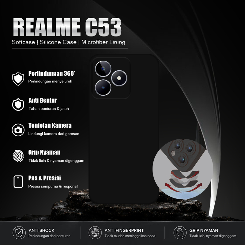 Softcase Hitam Polos For Realme C53 - Softcase Handphone - Casing Hape - Casing Ponsel - Case Aesthe