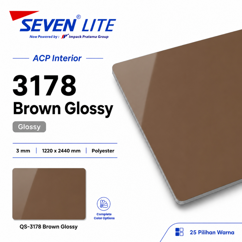 Seven Lite ACP Panel Aluminium 3mm PE 0.05 Komposit Interior 1220x2440 - Glossy Series