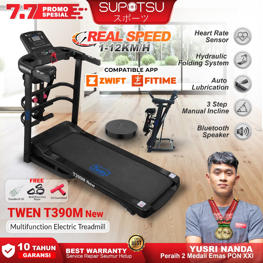 TWEN T309S T309M T390M Treadmill Portable Electric Low Watt Alat Olahraga