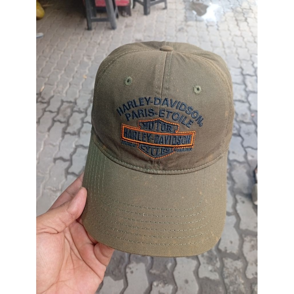 Topi HARLEY DAVIDSON Ijo tua ORIGINAL Minus Warna Pemakaian
