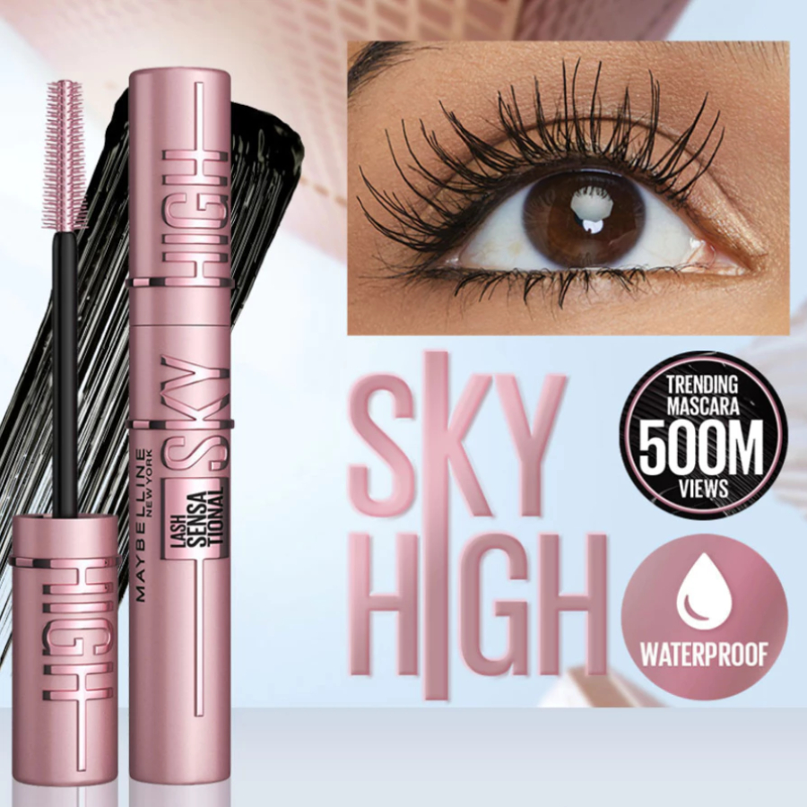 ORI Maybelline SKY HIGH Cosmic Black Waterproof Mascara Lash Sensational Maskara ORIGINAL