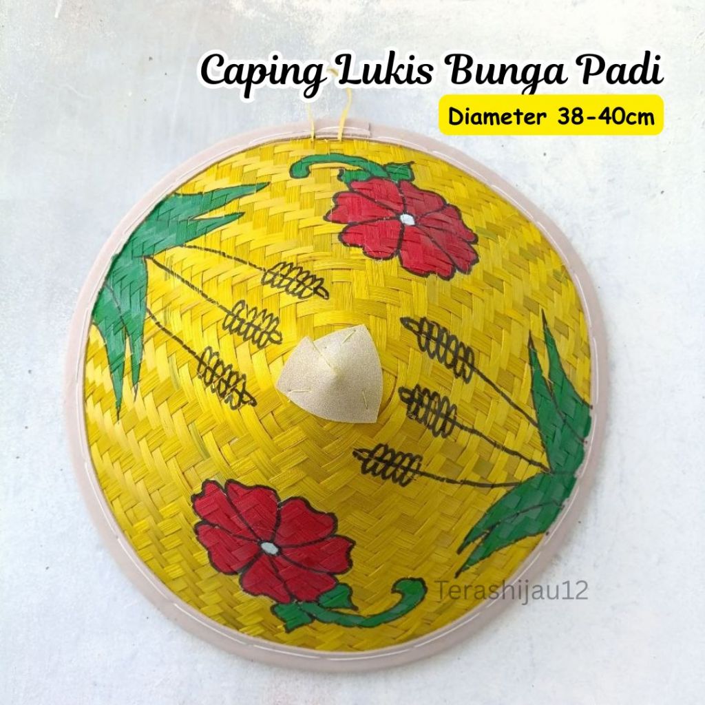 Topi Caping lukis gambar bunga - Caping lukis dekorasi