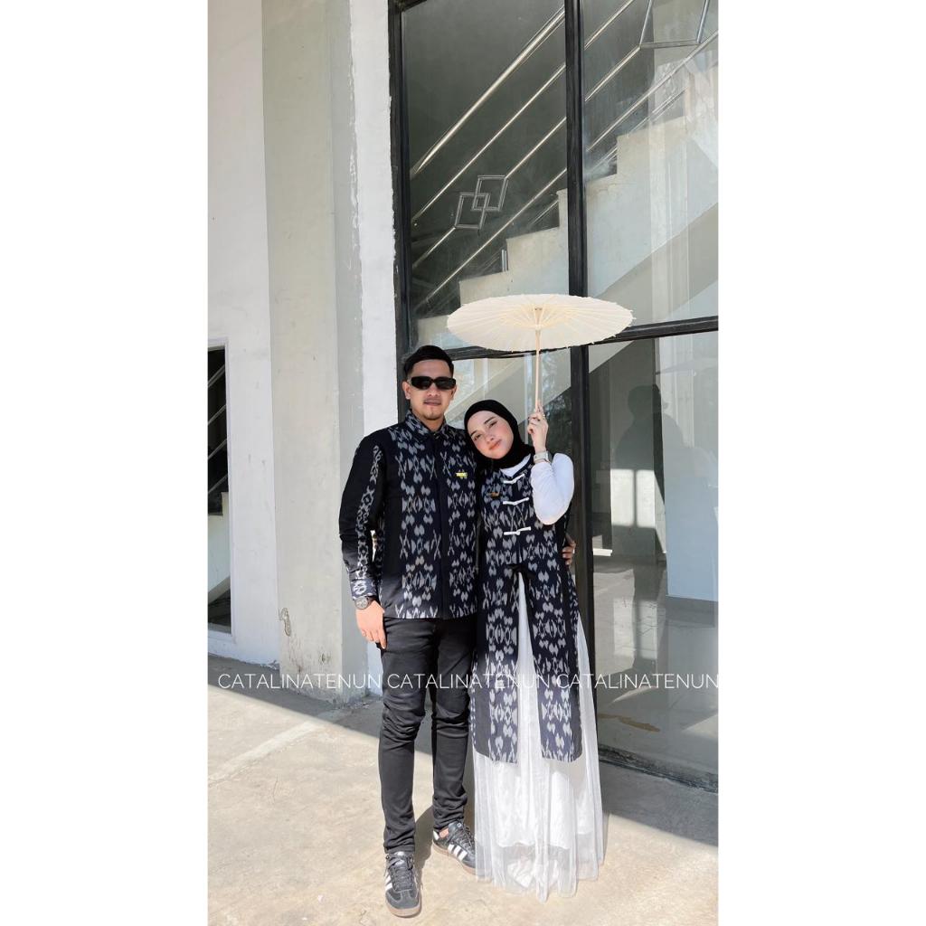 Baju Couple Tenun Ava Teratai Long Vest Tenun Handmade | Outer Rompi Tenun Panjang Jumbo