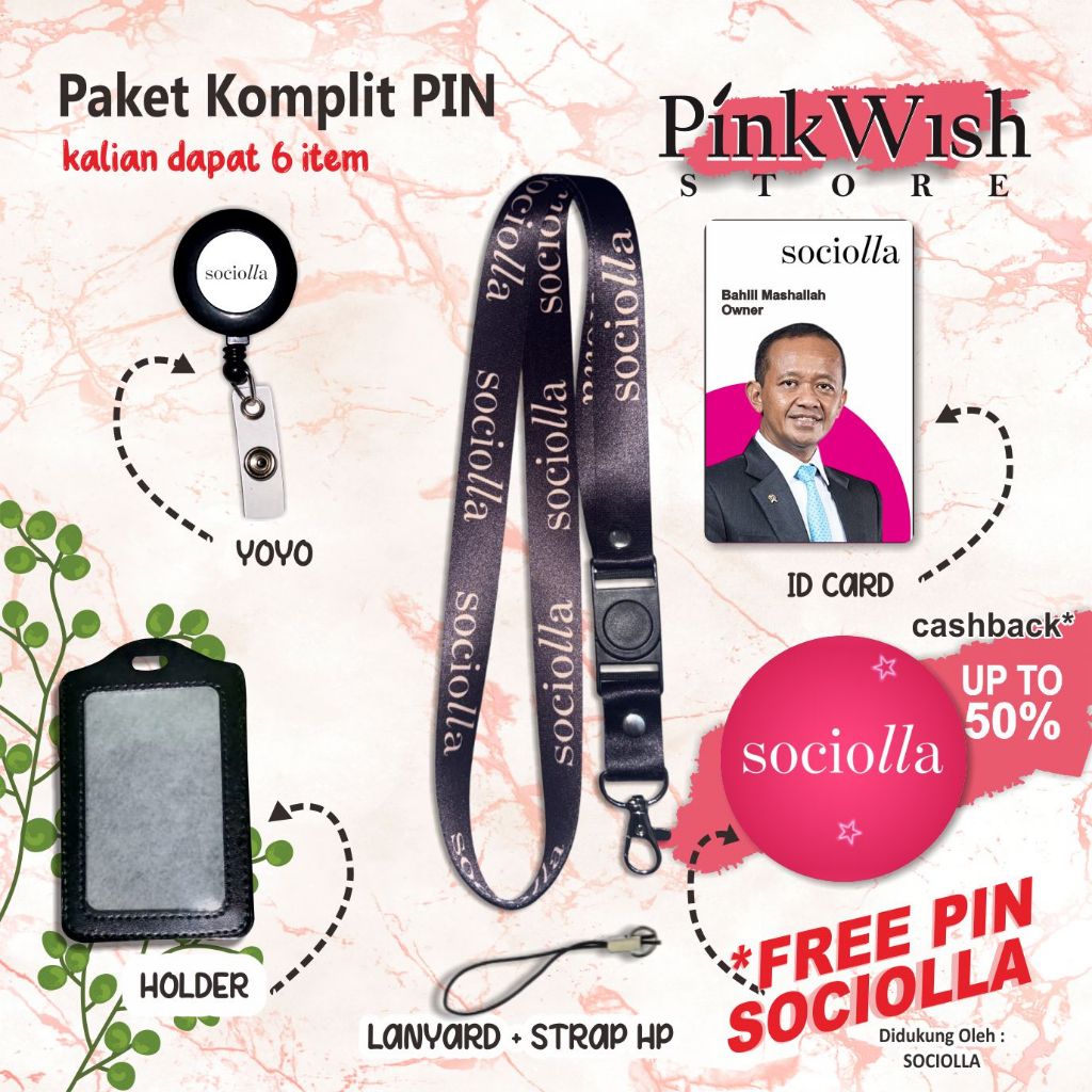 Tali IDcard Sociolla | Lanyard SOCIOLLA [ READY STOCK ] TERUMURAH 
