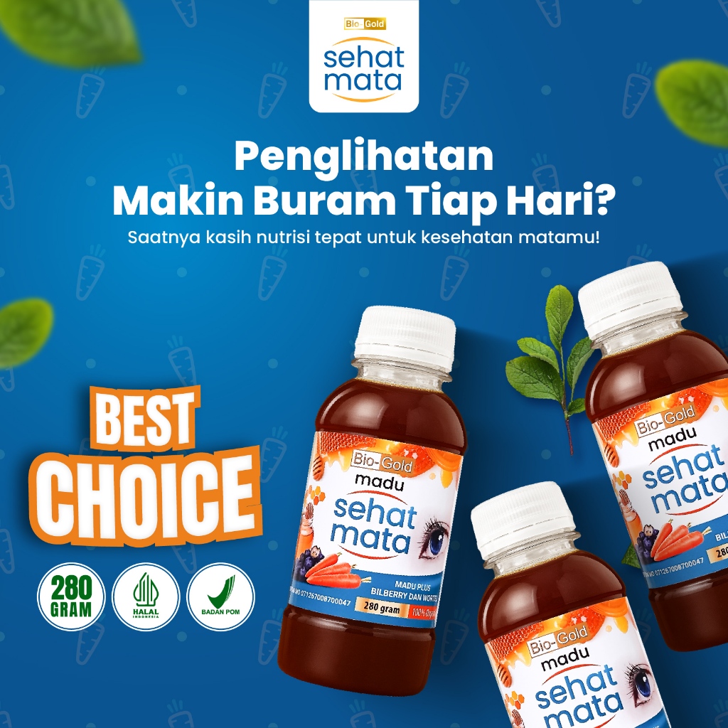 Paket 3 Botol - Bio Gold Sehat Mata Biogold Madu Sehat Mata Bantu Atasi Keluhan Mata Minus/Plus, Sil
