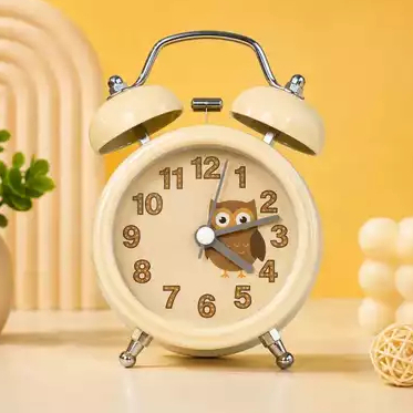 Jam Beker Weker Lucu Karakter Burung Warna Cream Krem Bunyi Alarm Nyaring