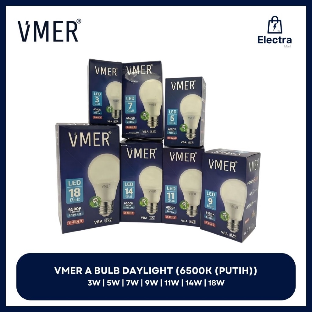 VMER LAMPU LED TYPE A - 3W | 5W | 7W | 9W | 11W | 14W | 18W (LAMPU LED BOHLAM)