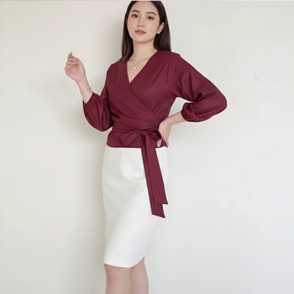 Soedi Top Natal Dily Diary - Belle wrap top BL D038 By Diamore Grosir