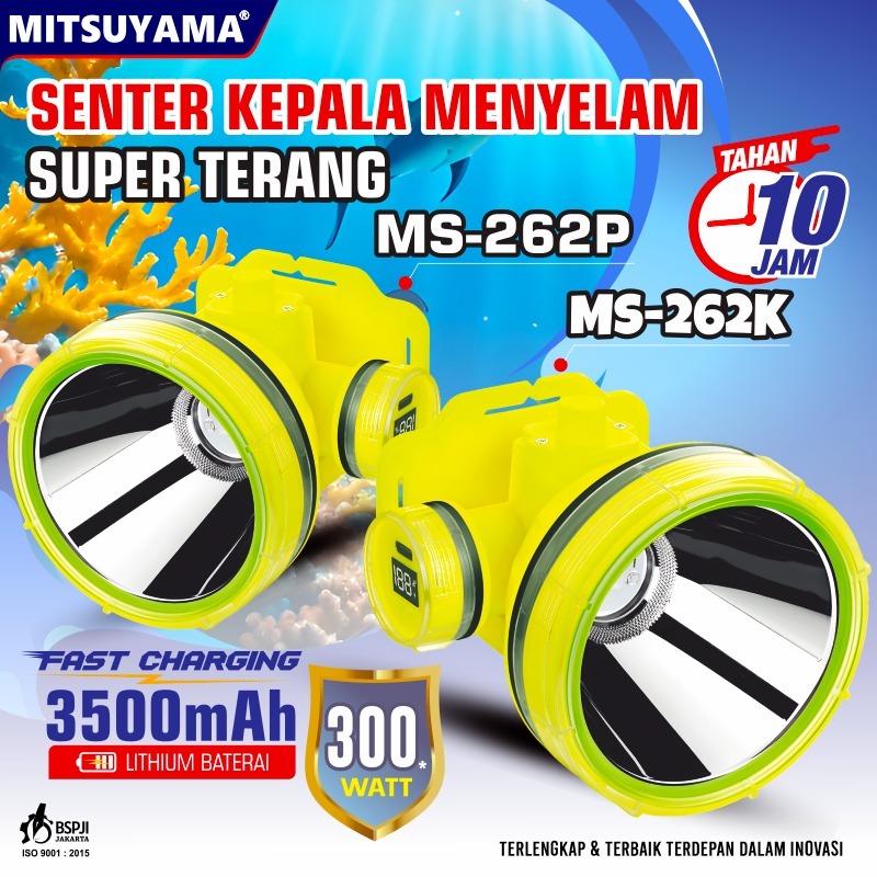 Senter Kepala Selam/Headlamp Diving LED 100W Mitsuyama MS-262P / MS-262K