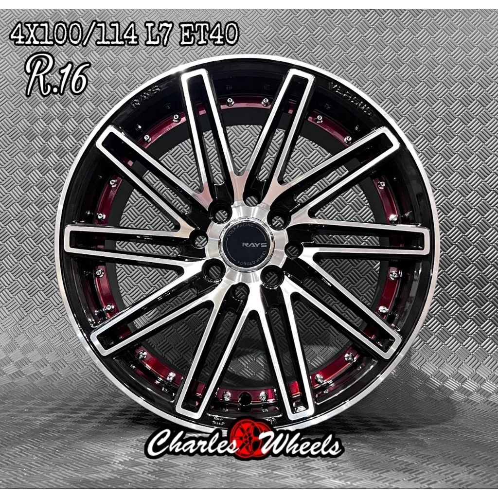 VELG RAYS RING 16 HITAM LIST MERAH