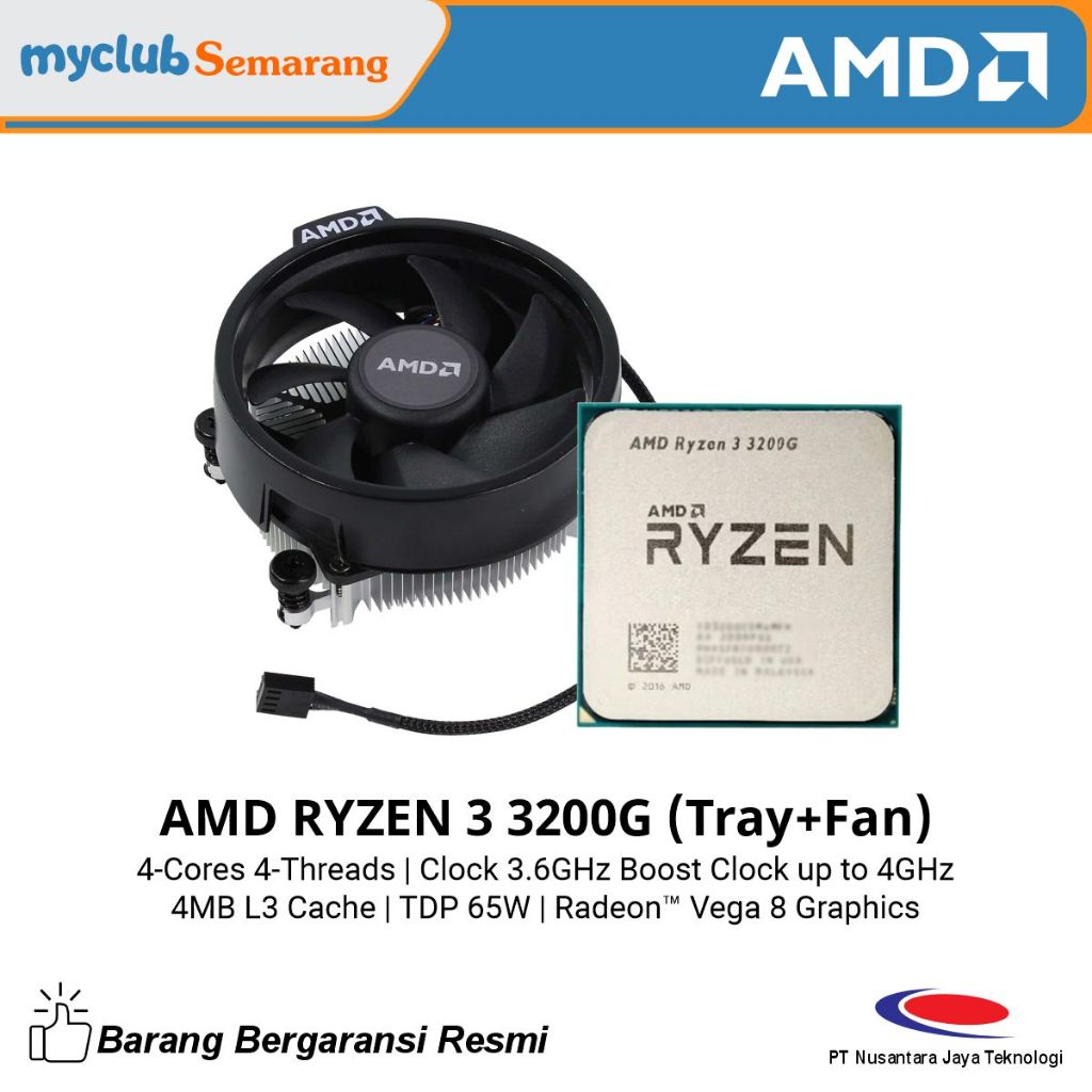 Processor AMD Ryzen 3 3200G Tray+Fan AM4 dengan VGA Radeon Vega 8