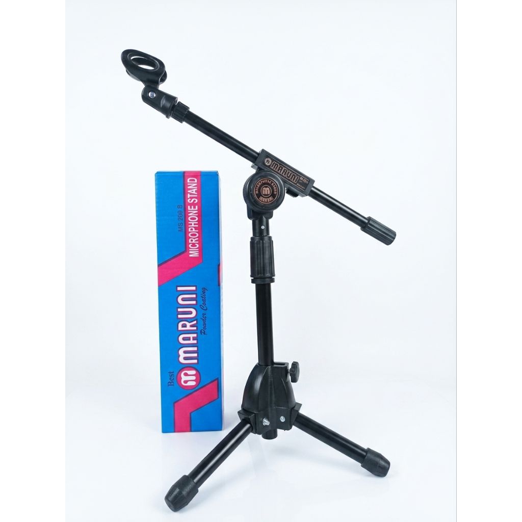 Stand Mic / Tiang Microphone Maruni Pendek Duduk Besi Tebal Plus Holder