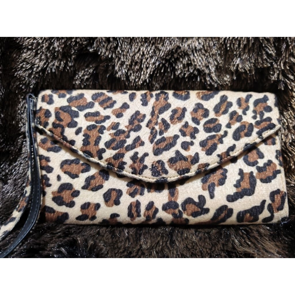 Leopard Wallet Clutch Bag Dompet Bulu Preloved Vanzvintique
