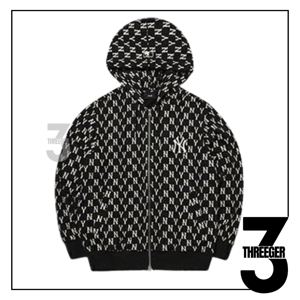 MLB NY Yankees Monogram Zip Hoodie Black Original / MLB Authentic