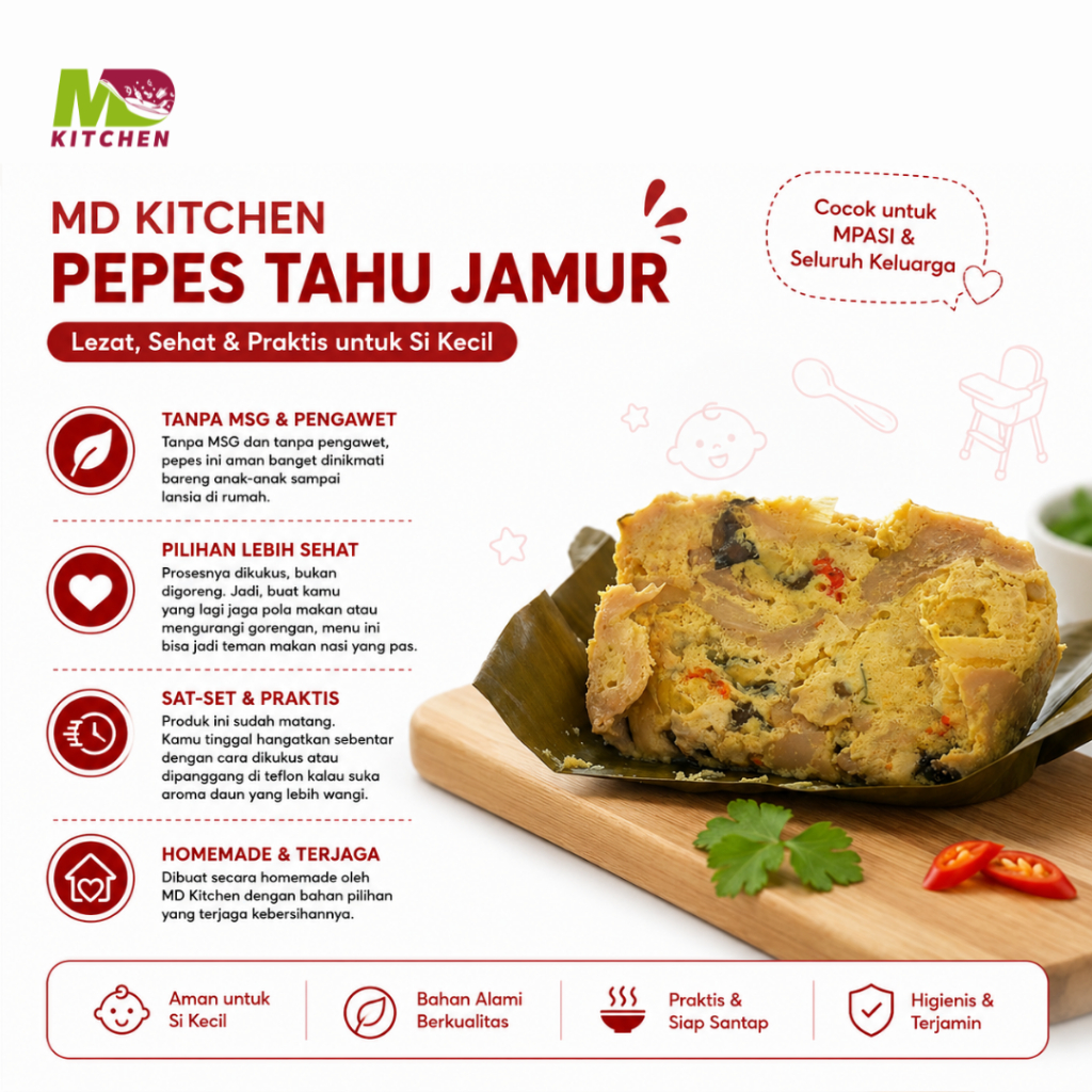 MD Kitchen Pepes Tahu Jamur 1 Pcs-MASAKAN RUMAHAN DAN NON MSG